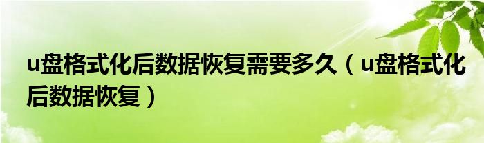 u盘格式化后数据恢复需要多久（u盘格式化后数据恢复）