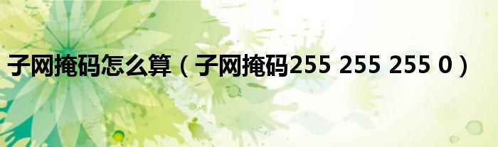 子网掩码怎么算（子网掩码255 255 255 0）