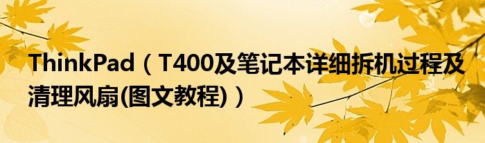 ThinkPad（T400及笔记本详细拆机过程及清理风扇(图文教程)）