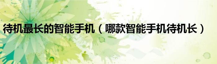 待机最长的智能手机（哪款智能手机待机长）