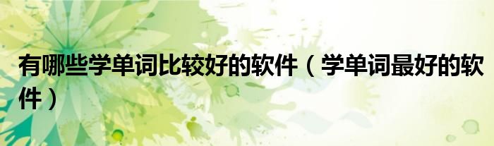 有哪些学单词比较好的软件（学单词最好的软件）
