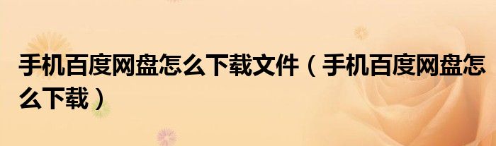 手机百度网盘怎么下载文件（手机百度网盘怎么下载）