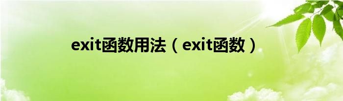 exit函数用法（exit函数）