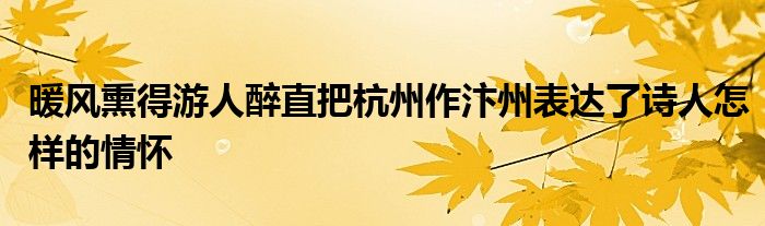 暖风熏得游人醉直把杭州作汴州表达了诗人怎样的情怀
