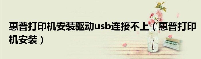 惠普打印机安装驱动usb连接不上（惠普打印机安装）