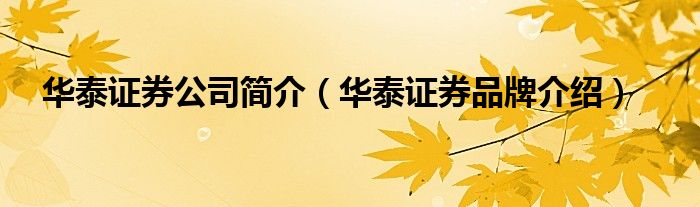 华泰证券公司简介（华泰证券品牌介绍）