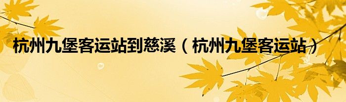 杭州九堡客运站到慈溪（杭州九堡客运站）