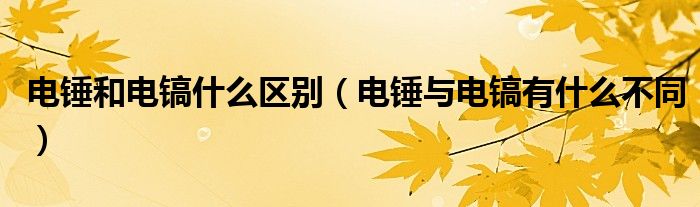 电锤和电镐什么区别（电锤与电镐有什么不同）