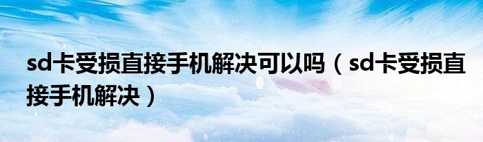 sd卡受损直接手机解决可以吗（sd卡受损直接手机解决）