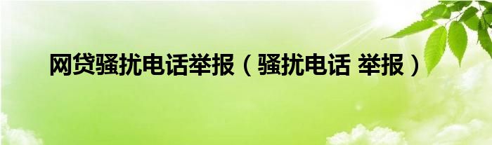 网贷骚扰电话举报（骚扰电话 举报）