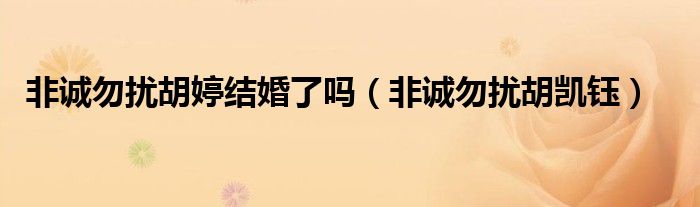 非诚勿扰胡婷结婚了吗（非诚勿扰胡凯钰）