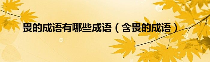 畏的成语有哪些成语（含畏的成语）