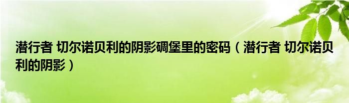 潜行者 切尔诺贝利的阴影碉堡里的密码（潜行者 切尔诺贝利的阴影）